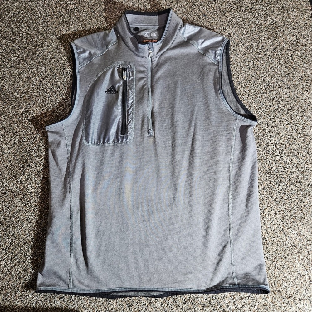 Adidas Golf Climaheat Mens Medium Grey‎ Quarter Zip Vest AE4932 Layering Top